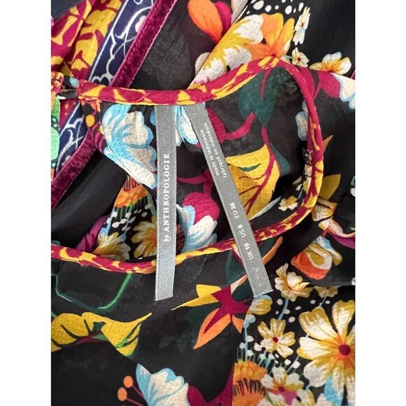 ANTHROPOLOGIE Adair Velvet-Trimmed Midi Dress SIZE 6 - Picture 12 of 12